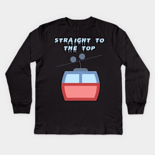 Straight To The Top, Mountain Hoodie, Slalom skiing, skiing stickers Kids Long Sleeve T-Shirt